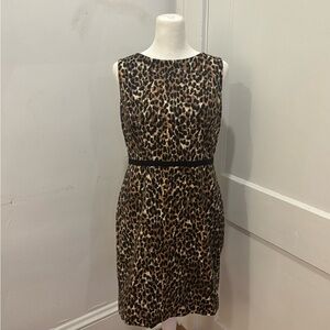 Loft Retro Mad Men Style Leopard Print Sheath Dress